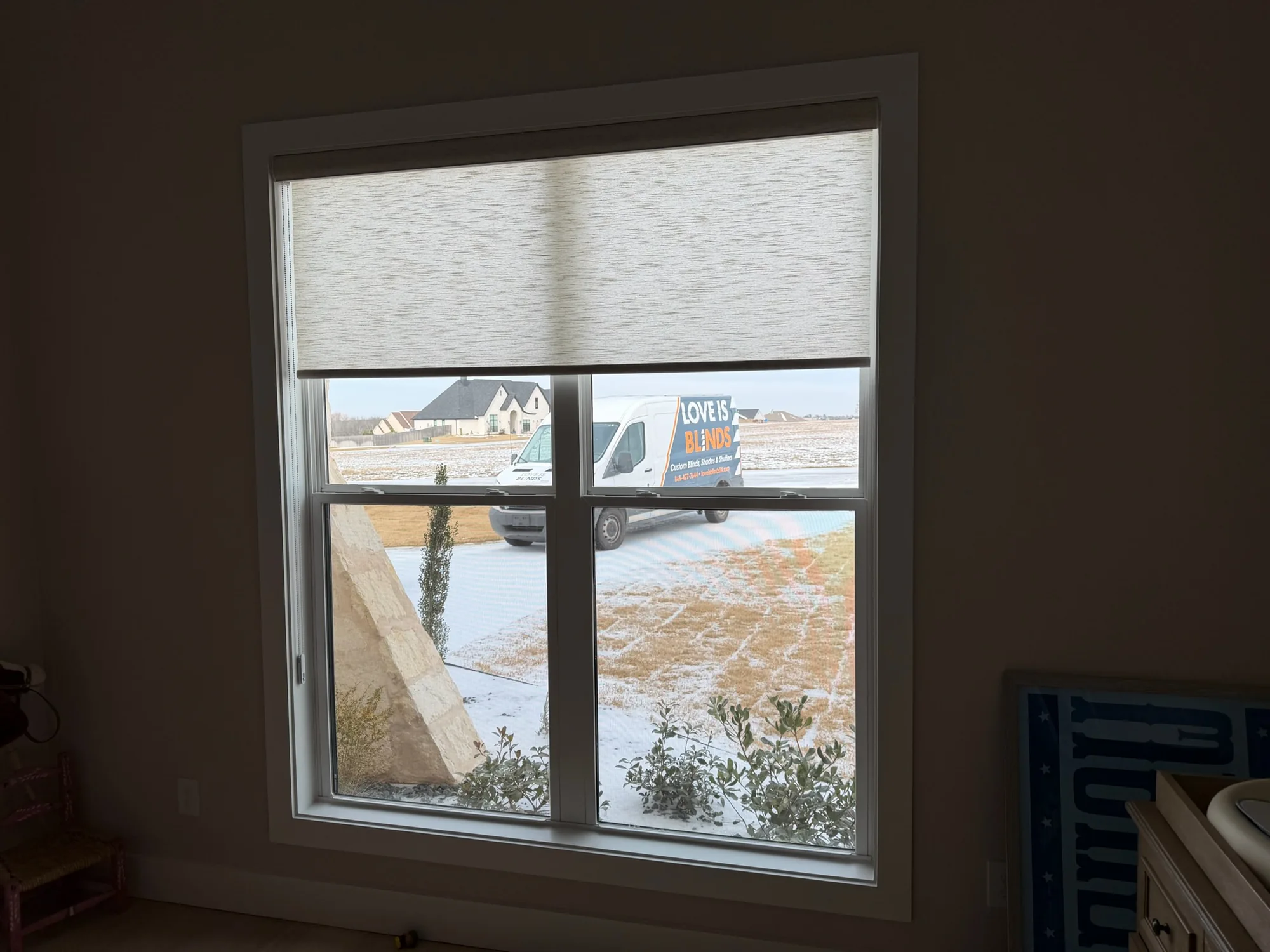 Custom roller shades installed in Fort Oglethorpe, GA by Love Is Blinds